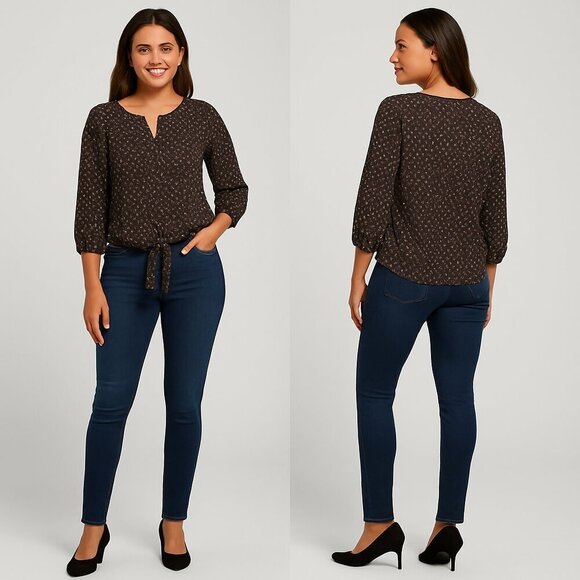 WEST KEI π Womenβs Casiya Tie Front Blouse π V-Neck | Size Small β¨ - Picture 1 of 14
